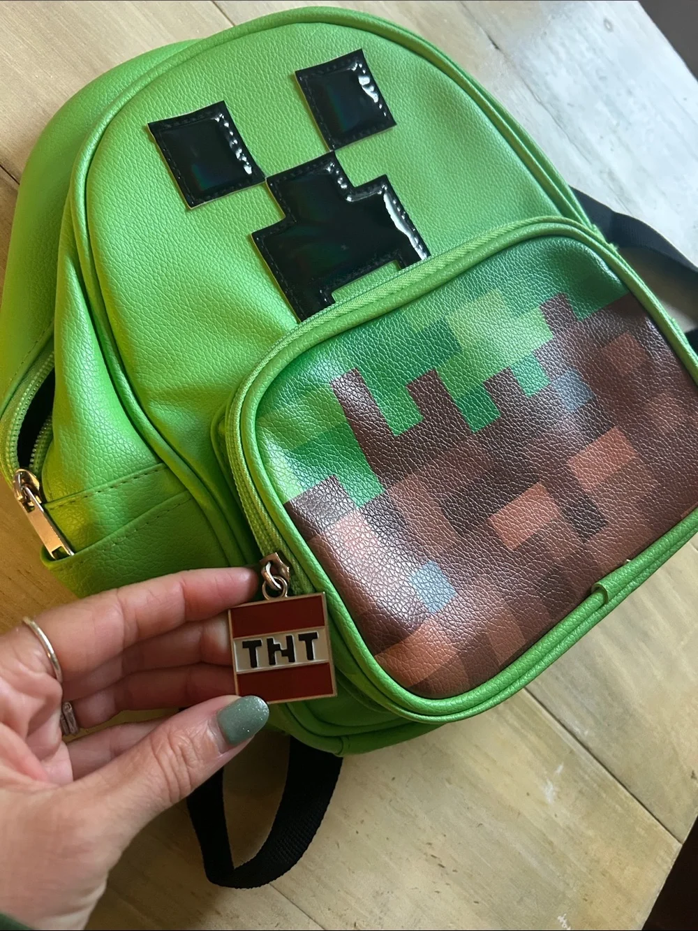 Kids Creeper Pixel Mini Backpack in Bright Green